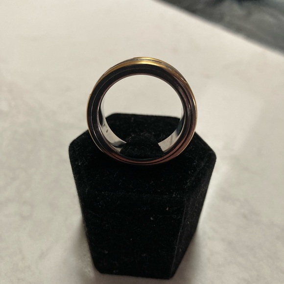 Titanium Spinner band 14GP outer edges CZ - 3 rows 4 batches of 3 CZ per row Sz9 - Picture 6 of 7